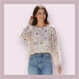 Free People Wildflower Honey Floral Top